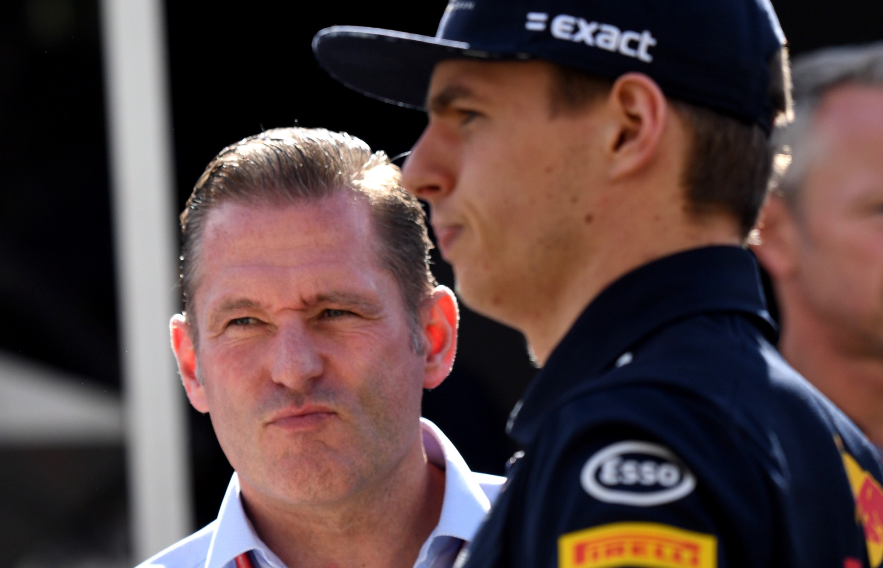 epa05867099 Dutch Formula One driver Max Verstappen (R) and his father, former F1 driver Jos Verstappen (L) react at Albert Park GP Circuit in Melbourne, Australia, 24 March 2017. The 2017 Formula One Grand Prix of Australia will take place on 26 March 2017. EPA/TRACEY NEARMY AUSTRALIA AND NEW ZEALAND OUT