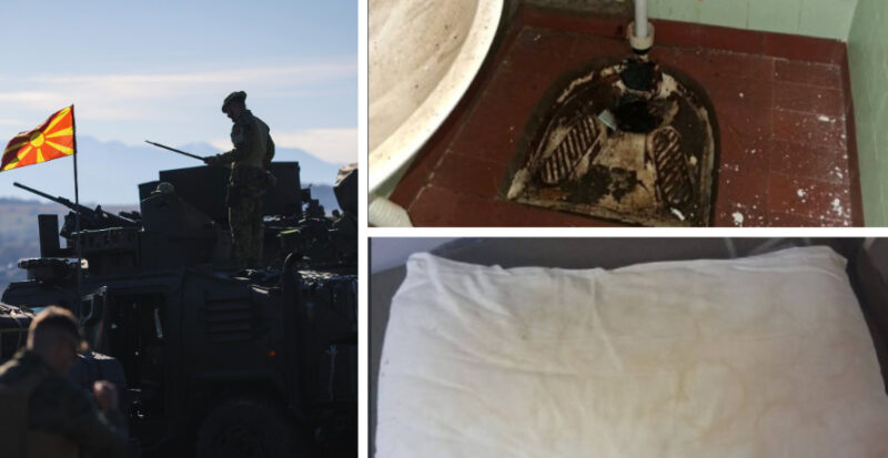 Војници во влага, на перници стари со децении, со прибор стар 20 години и руинирани тоалети – синдикатот алармира по појавата на шуга во велешката касарна